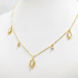 여성 패션 보석 우아한 빛 럭셔리 미니멀리즘 스태킹 쇄골 체인 눈물 지르콘 목걸이와 귀걸이 세트 - Product Image 3