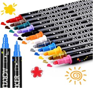OEM Dual Tip Acrylic Markers Pen Set Custom 120 Colors Non-bleeding <b>Waterproof</b> Permanent Acrylic Paint Markers Supplier - Product Image 1