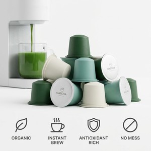 Cápsulas de Bebida Instantánea de Matcha Latte Sin Azúcar, Aptas para Veganos, Cápsulas de Té Verde Japonés Cremoso, Sin Desorden, Disolución Rápida - Product Image 4
