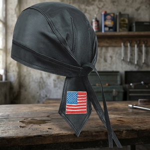 Bandana en cuir unisexe personnalisable Skullcap Durag avec design uni taille libre pour adultes avec logo personnalisé - Product Image 2