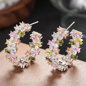 Pendientes de Aro Coloridos con Diseño de Dopamina para Mujer, Grandes, Elegantes y Modernos - Product Image 3