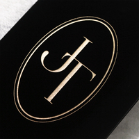 Suite d'invitations de mariage personnalisées en noir et or, avec monogramme et dorure à chaud, avec enveloppe, pour réception de mariage