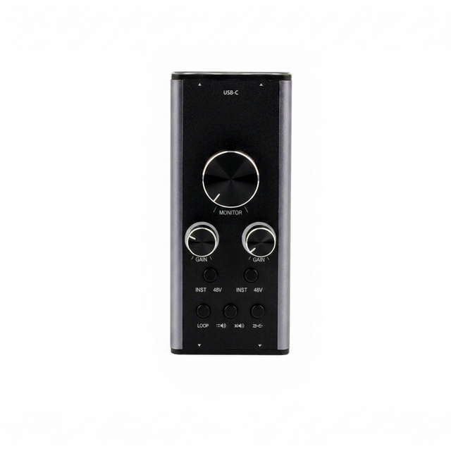 Portable USB-C Audio Interface 2 Input 2 Output Metal Sound Card Monitor Control for Music Production Recording