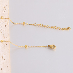 Stainless Steel O-Chain <b>Necklace</b> With Round <b>Beads</b> 37+5CM Gold Color Daily Wear For Women - Product Image 2