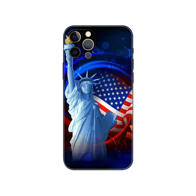 Custom American USA Flag TPU Silicone Cover For iPhone 11/12/13/14/15 Pro Max UV Printing Mobile Cell Phone Sublimation Case