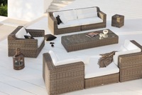 Ensemble de meubles de jardin en polyrotin, canapé sectionnel imperméable en forme de U, canapé-lit design moderne, utilisation scolaire et en atelier