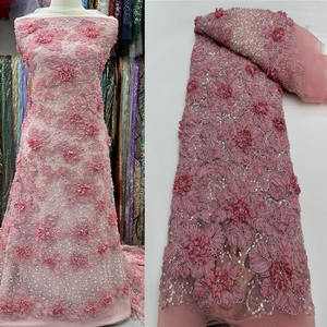 Tissus en dentelle à sequins de haute qualité nigérians, dentelle douce pour robes de mariée et de soirée - Product Image 3