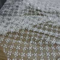 Paillettes blanches perles perles broderie florale exquise mariage mariée broderie perles tissu