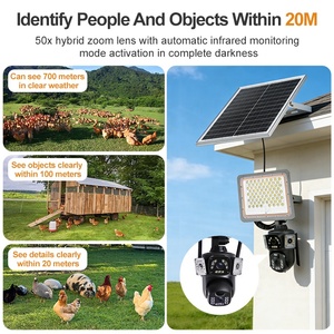 Suitable Solar Camera <b>Light</b> With <b>Flood</b> <b>Light</b> 3MP PTZ 4G 3 Lens AOV AI Human Detection Two Way Talk IP65 for Farm Yard - Product Image 4