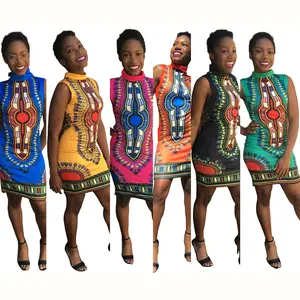 Африканские Летние повседневные традиционные платья для женщин Дашики батик с принтом Этническая одежда 2023