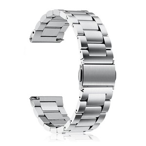 Cinturino in Acciaio Inossidabile per <span class=keywords><strong>Watch</strong></span> <span class=keywords><strong>GT3</strong></span>/GT2 <span class=keywords><strong>Pro</strong></span> e Gear S3/S2, Larghezza 20mm/22mm, Design a Tre Perle con Bottone a Scatto - Product Image 4