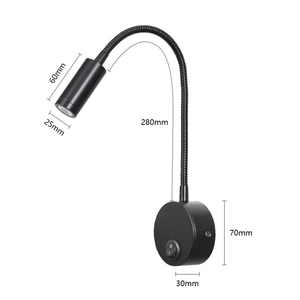 Lámpara de pared LED moderna de 3W, luz de lectura de cabecera de hierro con cuello de ganso Flexible ajustable con interruptor blanco cálido regulable - Product Image 5