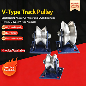 V Groove Wheel 3 Inch Gate Roller Floor Bracket Heavy Duty Double Bearing Galvanized <b>Copper</b> Barrel Packaging CE Certified OEM - Product Image 6