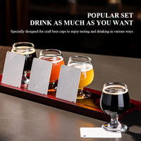 Plateaux de dégustation de bière avec verres à brandy, logo personnalisé, verres à vin, plateaux en bois avec étiquettes en papier pour bar