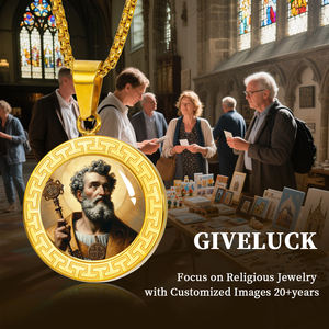 GIVELUCK Medaglia di San Pietro in Acciaio Inox con Resina, Ciondolo Cristiano Personalizzabile con Logo Inciso, Collana Placcata Oro 18K - Product Image 6