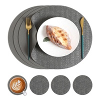 Set de table rond en cuir résistant à la chaleur, dessus de table texturé en PU pour la maison, l'hôtel et la salle à manger