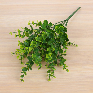 Cây giả màu xanh quân đội, lá bạch đàn nhựa giả, <span class=keywords><strong>7</strong></span> nhánh, bó hoa bạch đàn nhựa dùng trang trí đám cưới - Product Image 5