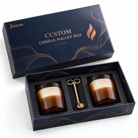 Boîte cadeau pour bougie avec logo personnalisé, base rigide et couvercle, emballage en papier couché imprimé CMYK avec pelliculage brillant