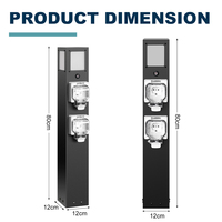 Poteau d'alimentation pour parc en acier inoxydable 304 IP66 | Boîtier à double prise avec éclairage automatique crépusculaire pour camping-car, quai de marina et villa