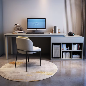 Có thể thu vào góc gỗ Máy tính để bàn sang trọng nhà văn phòng Ông Chủ đơn/đôi hình chữ L Bàn máy tính với tủ sách bền - Product Image 1