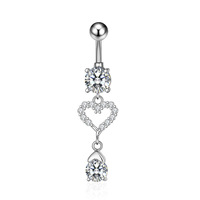 Bijoux de piercing corporel en Zircon de mode goutte d'eau en forme de coeur ongles de danse du ventre rose avec nombril nu pour mariage