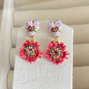 Alla moda elegante stile antico smalto tre colori <span class=keywords><strong>viola</strong></span> <span class=keywords><strong>del</strong></span> <span class=keywords><strong>pensiero</strong></span> Huggie <span class=keywords><strong>orecchini</strong></span> 18K placcato oro donna romantica alla moda di fascia alta - Product Image 2