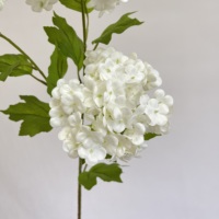 Bunga Hydrangea Buatan 3 Kepala Warna Putih Real Touch Snowball, Cabang Bunga Tiruan 70cm