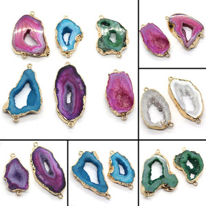 Conectores de Piedras Preciosas en Forma de Geoda |   Colgantes de Piedra Natural Druzy con Borde Dorado para Pulseras y Collares, para la Creación de Joyería - Product Image 2