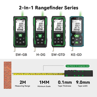 Télémètre extérieur vert Sndway avec zone de bande de mesure/Volume/Pythagore/Angle/Hauteur Distancemètre laser à recharge
