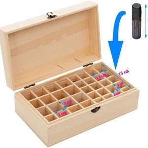 Caja de almacenamiento de aceites esenciales de madera de pino, rectangular, con cerradura, múltiples compartimentos, tapa abatible, para el cuidado personal. - Product Image 2