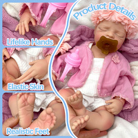 Poupée Reborn Bébé Fille en Silicone Intégral de 17 Pouces, Bouche Ouverte, Peau Ultra Douce et Souple, Réaliste, Cadeau de Festival pour Enfants