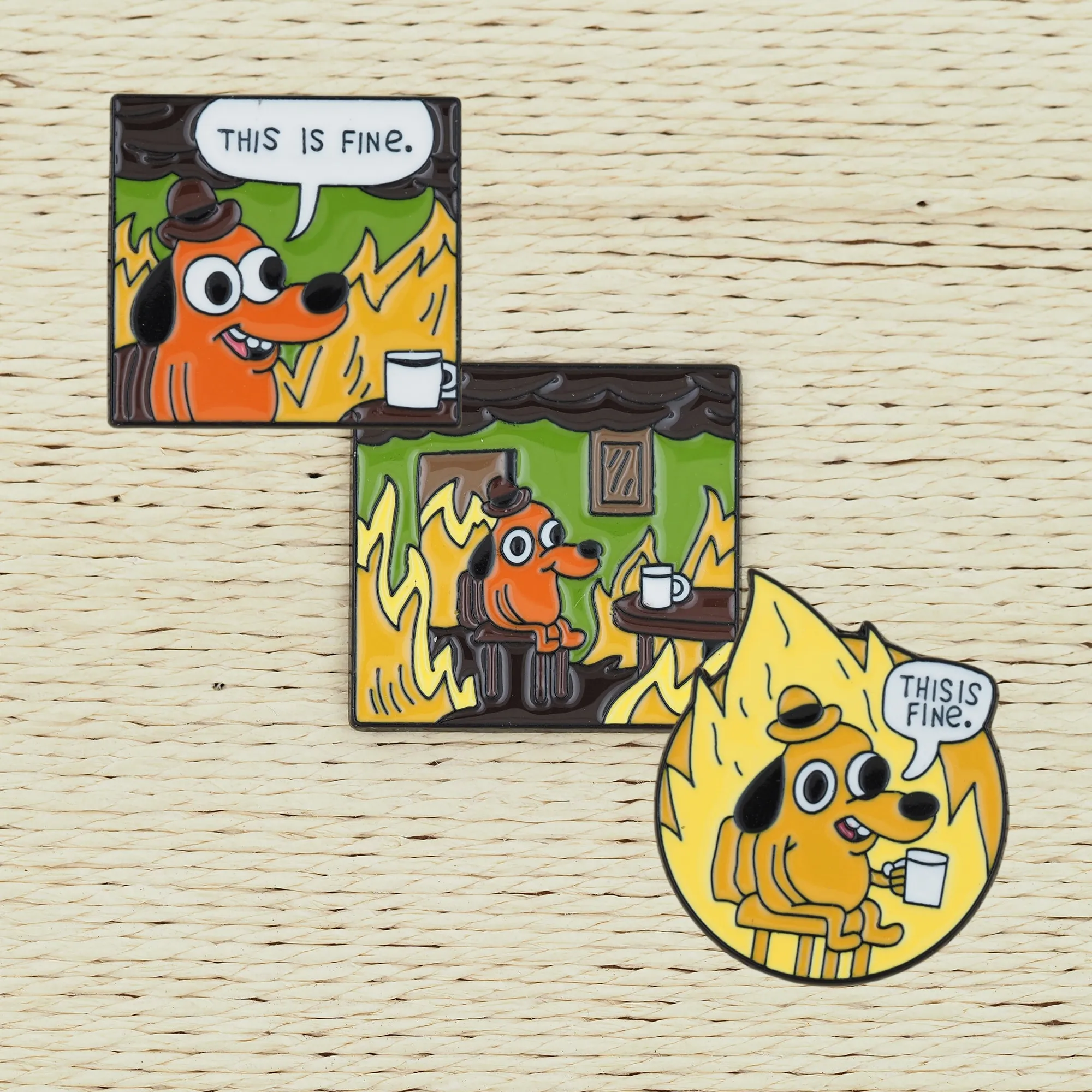 THIS IS NOT FINE Enamel Pins Cartoon Dog Animal Brooches Lapel Pin