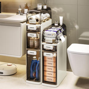 Çok fonksiyonlu dar köşe banyo depolama dolabı tekerlekler taşınabilir organizatör raf soyunma ev şartları saklama kutuları kovaları - Product Image 1