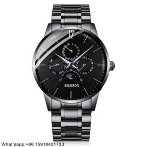 Reloj de Pulsera Clásico de Edición Limitada con Movimiento Cronógrafo Japonés, Reloj de Lujo para Hombre con Esfera Analógica de Fase Lunar, de Acero Inoxidable - Product Image 5