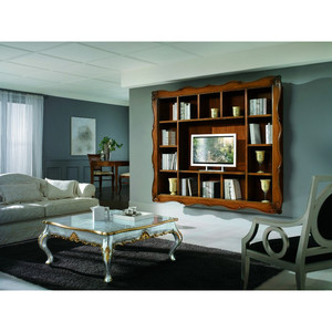 Tavolo da tè barocco antico piano liscio in legno e vetro mobili da soggiorno con scenografia per uso ufficio - Product Image 1