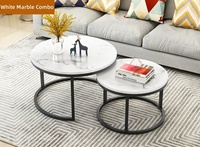 Table Basse Ronde Moderne et Simple en Marbre pour Appartement, Chambre, Salon, Balcon, Combinaison Polyvalente pour la Maison
