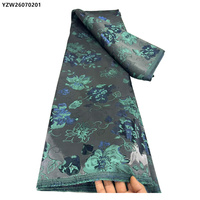 Tissu de dentelle de brocart d'organza d'impression de fleurs italiennes 100% tissu de jacquard de brocart de polyester pour la robe de femmes