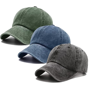 3-Pack <b>Vintage</b> Washed Cotton Baseball Cap Adjustable Low Profile Twill Unisex Classic Dad <b>Hat</b> with Curved Brim for Men Women - Product Image 1