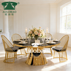 Table de banquet en verre pour mariage avec base en acier inoxydable doré pour événements - Product Image 5