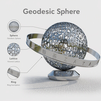 Sculpture sphérique ajourée découpée au laser en acier inoxydable miroir, motif géométrique en treillis, anneau forgé à la main moderne, art métallique Orbit Ring pour Plaza et Hôtel