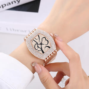 Dernier plaqué or nombre pointeur sport montre à quartz mode Hiphop Rectangle plein diamant Couple montre - Product Image 2