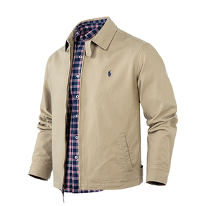 Veste pour homme avec logo RL Little Horse brodé, de haute qualité, col montant, décontractée, en toile de coton lavée, pour l'automne et l'hiver - Product Image 1