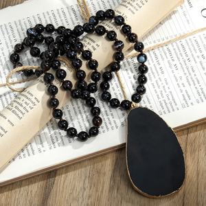 Joyería personalizada para mujer, piedra marina, tira de ágata de bambú, collar de piedra de ágata, collar con Colgante de Piedra de gota de ágata grande Irregular - Product Image 4