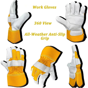 Gants de travail entièrement en cuir, ignifuges, imperméables, anti-coupures, 12 pouces, durables, robustes, pour travaux de construction et de jardinage - Product Image 2