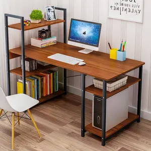 مصنع الجملة خشبية H شكل طاولة حاسوب مع الرف قاعدة معدنية مكتب المنزل مكتب للحاسوب شخصي