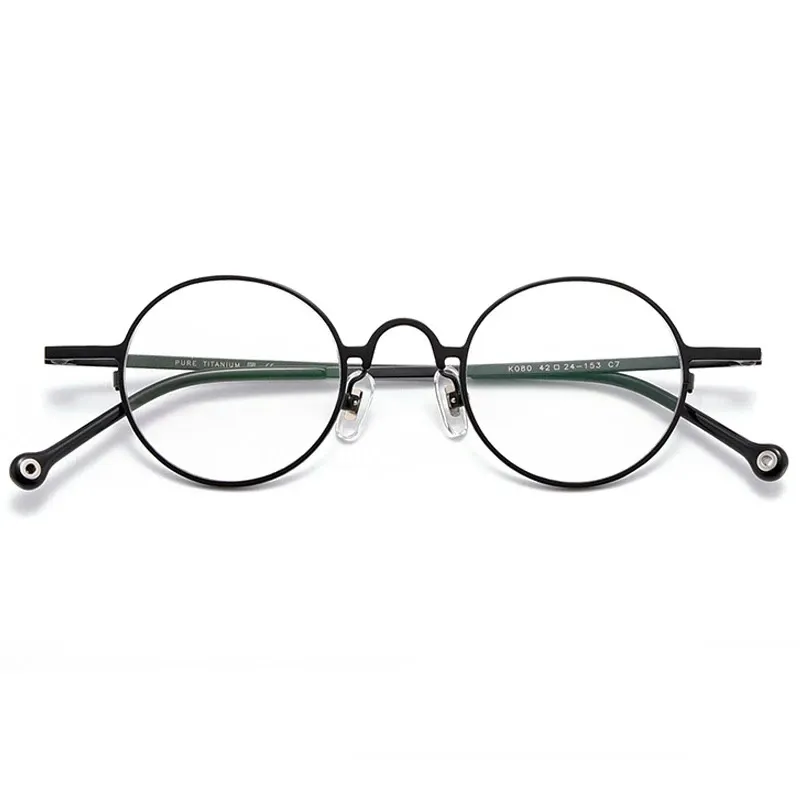 Titanium Cahaya Biru Kacamata Kacamata untuk Pria Retro Jepang Bulat Kecil Sastra Kacamata Wanita Optical Miopia Kacamata