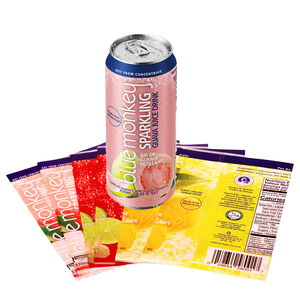 Etiquetas Termoencogibles Personalizadas a Prueba de <span class=keywords><strong>Agua</strong></span> de Grado Alimenticio para Latas de Aluminio - <span class=keywords><strong>Película</strong></span> de PVC para Bebidas de Jugo, <span class=keywords><strong>Agua</strong></span> de Coco y Bebidas de Frutas - Product Image 1