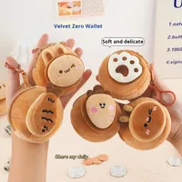 Porte-monnaie en peluche 3D mignon en forme de chat et de poisson, sac pour écouteurs de dessin animé pour enfants, mini sac portable pour clés, cartes, rouge à lèvres, sac à fermeture éclair