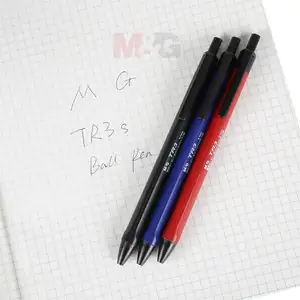 M & G pabrik langsung grosir hitam biru merah isi ulang murah Semi Gel Ball point pulpen Set Logo kustom