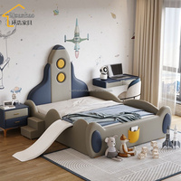 Modernes Kinder-Lederbett mit Sternenhimmel-Design, Neues Schlafzimmer-Möbelset für Jungen, Doppelbett für Kinder